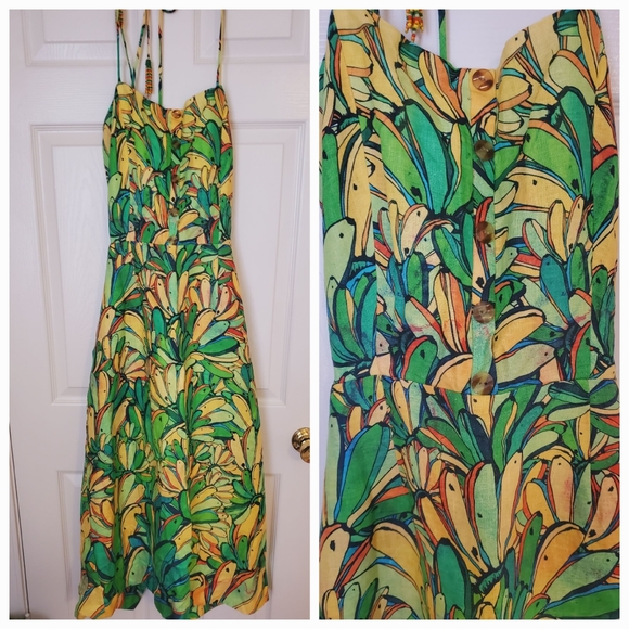 Farm Rio Green Banana Midi Dress - Picture 2 of 10